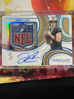Derek Carr Immaculate Collection Auto NFL Shield Patch 1/1