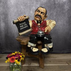 Peter Mook Statue Figurine Barber Waiter Store Keeper Vintage 