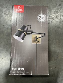 Globe Electric 1-Light Matte Black Plug-In or Hardwired Swing Arm Wall Sconce