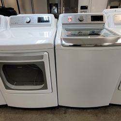 New LG Large Capacity 5.5cu Ft Top Load Washer And Used Gas Dryer Set 