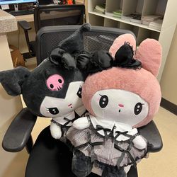 Giant Goth Kuromi And My Melody Plush
