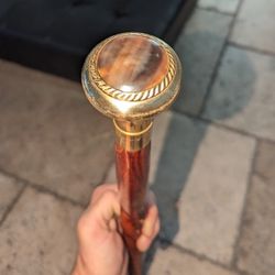 Vintage Wooden Walking Stick/Cane With Brass-Marble Knobbed Handle for Sale  in Henderson, NV - OfferUp