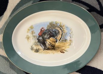 Vintage Embassy Homer Laughlin Turkey Platter Gold Rim 15”