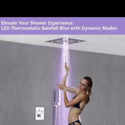 ceiling mounted shower head with remote control led light multifunctional