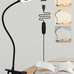 Desk Light,3 Colors+10 Brightness Clip on Lamp,