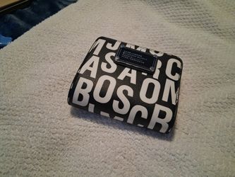 Black&white Marc Jacob's Jumbled Logo Or Standard Supply Type Workwear Mini Compact Bifold Women's Wallet