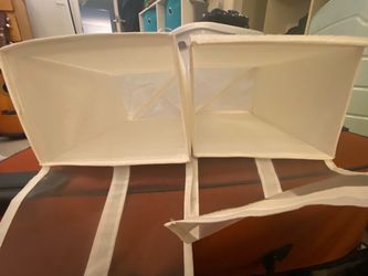 White Fabric Storage/shoes Bins Set of 2