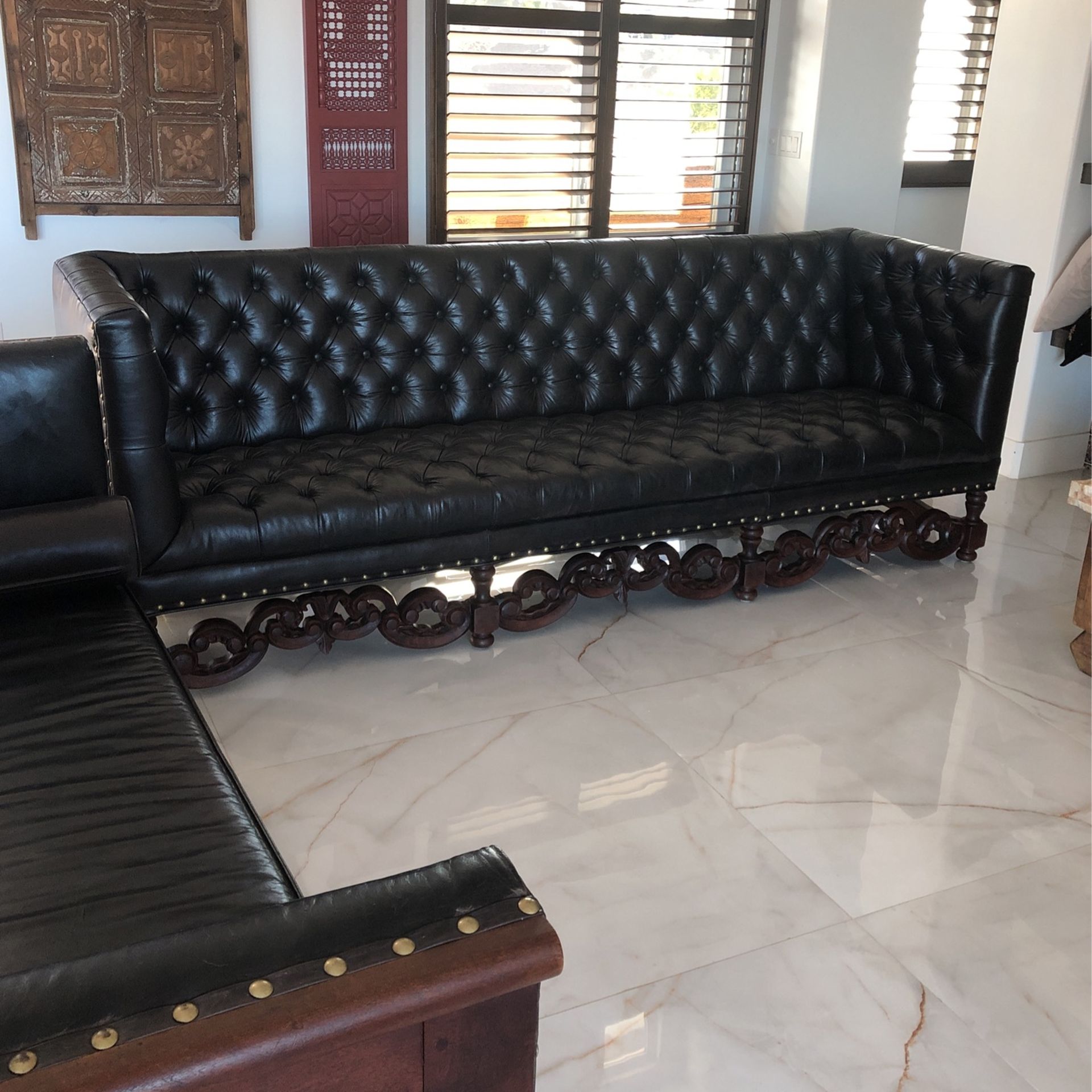 Demejico original Sofa leather and mahogany