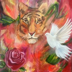 Origina oil painting - Guardian of grass and sky