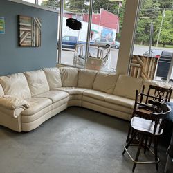 White Leather Sectional Couch (in Store) 