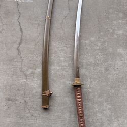 Antique Mexican Katana With Leather Case 