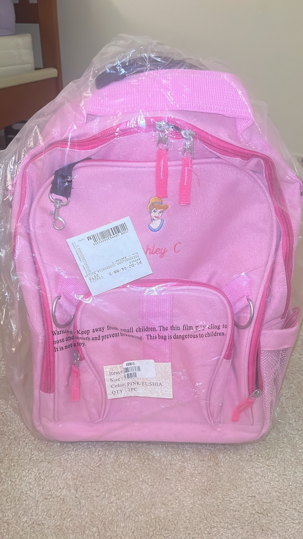 Princess Cinderella Youth Rolling Backpack Pink LUGGAGE Disney Store Suitcase