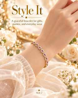 ✨ Style 2 – Elegant Purple Crystal Gold-Tone Bracelet ✨