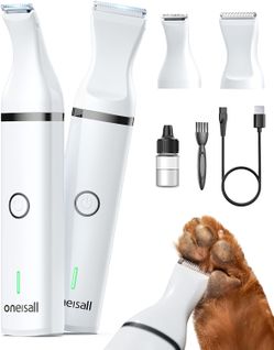 oneisall Dog Paw Trimmer, Small Dog Clippers with Double Blades - Low Noise, Gentle Skin-friendly Design