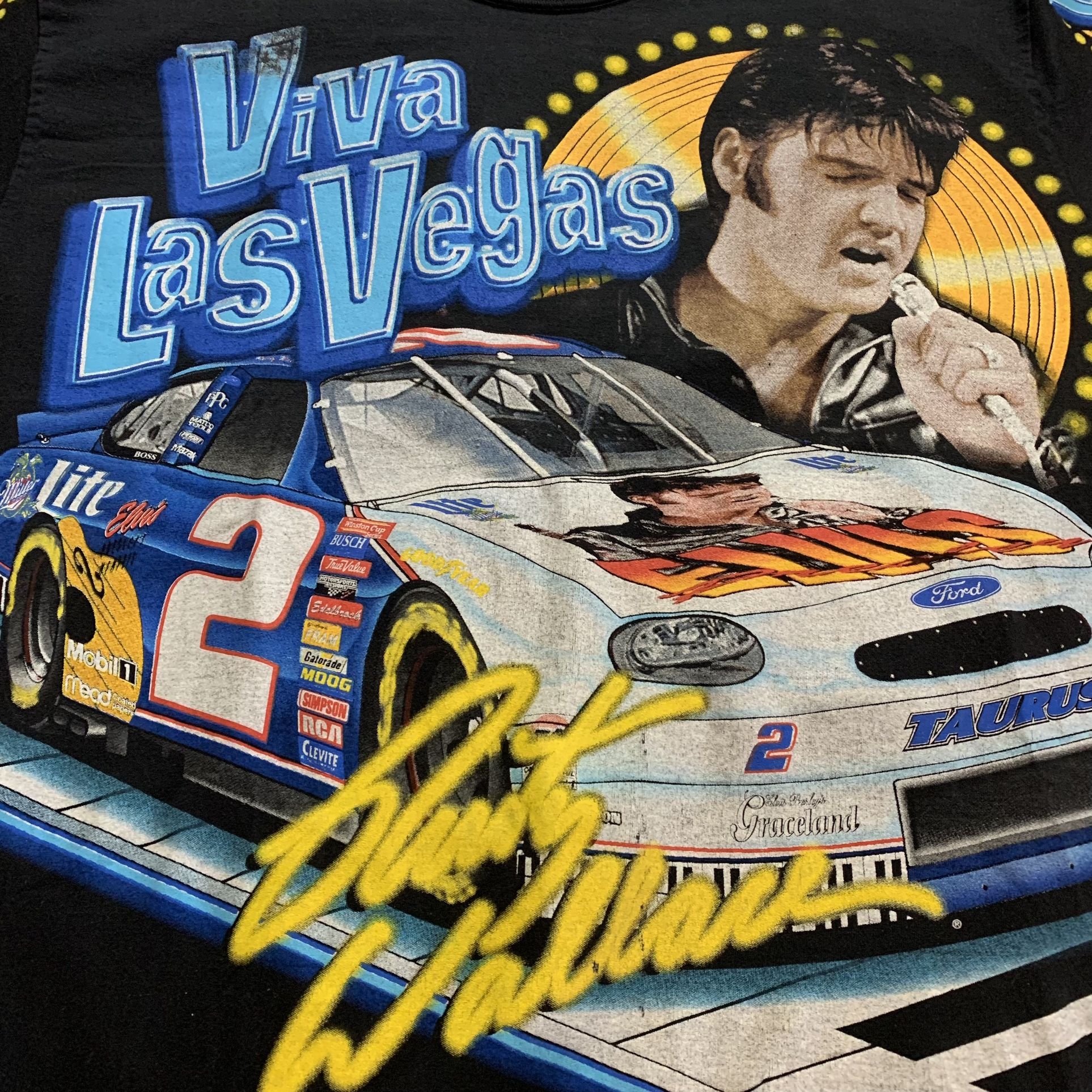 Vintage 90s NASCAR Elvis Presley Rusty Wallace All Over