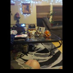 Lrg Rot Iron Glass Coffee Table 42inby42in