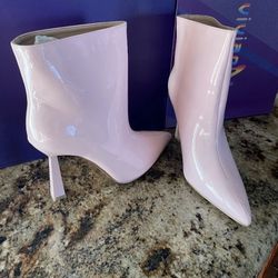 vivianly Pointed Toe Ankle Boots For Women Mid-Calf Stiletto Heeled Booties Size 8 Pink