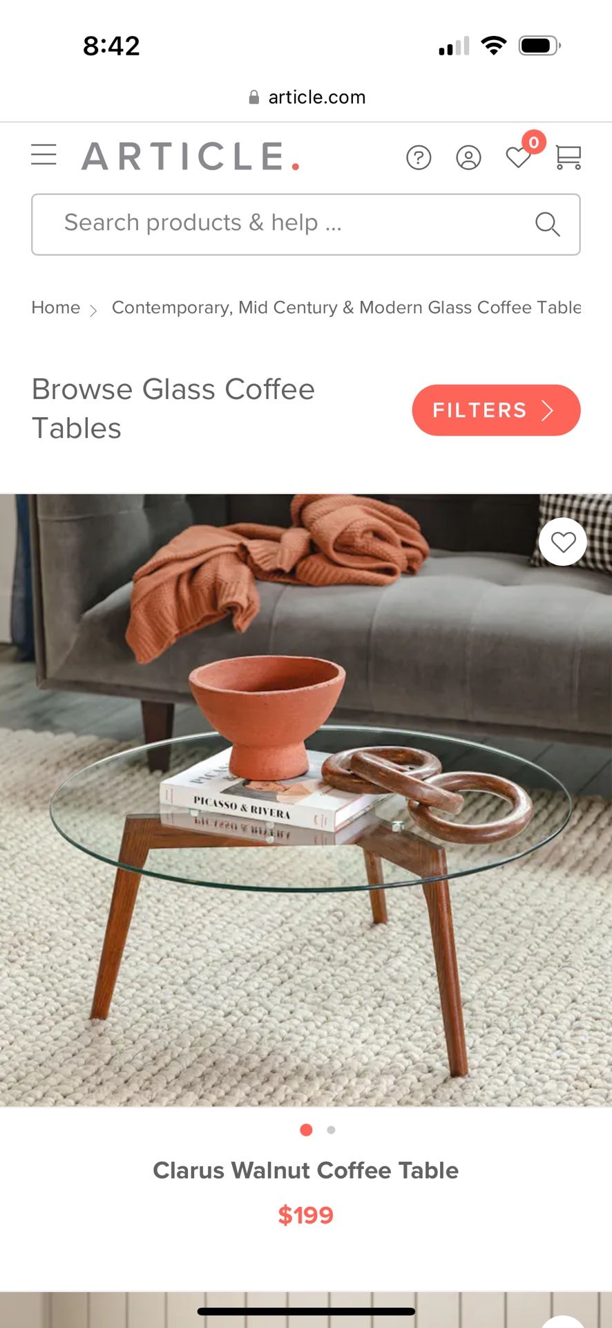 Article Glass Coffee Table 