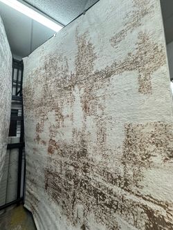 Large Abstract Area Rug Ivory Brown