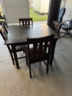 Wood Table With 4 Chairs 