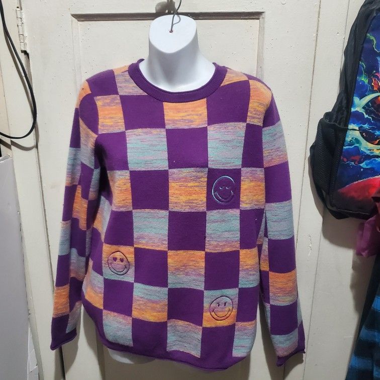 Lori Goldstein x Smiley World Crew Neck Sweater Purple Combo Size S