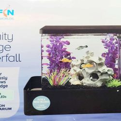 Top Fin 10 Gallon Infinity Waterfall Fish Tank Includes Blue Glow Leds, Glass Aquarium, Brand New In The Box