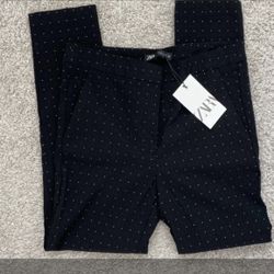 ZARA dress up pants black with white