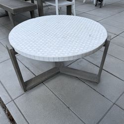 West Elm 32” Outdoor Table, Wood Base & Tile Top