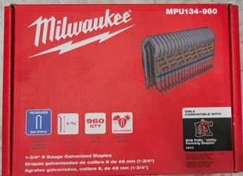 Brand New Milwaukee MPU134-960 9 Gauge Galvanized Staples