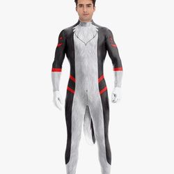 Animal Full Bodysuit for Men Muscle Spandex Jumpsuit Furry Costume with Big Tail for Adult Cosplay Halloween