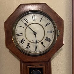 Original Antique Seth Thomas Oak School Clock