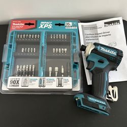New Makita 4-speed Impact Driver + 35-pc bit set 18-Volt (Tool-Only) impacto