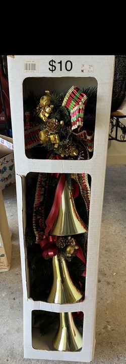 Vintage Kmart Golden bells With Decorative Ribbon