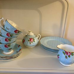 Royal Albert Teacups, Milk Pitcher, Sugar Bowl 