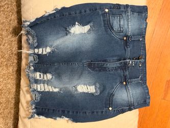 Distressed Denim Mini Skirt