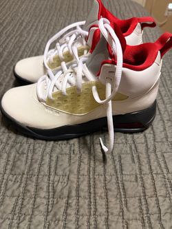 Air Jordan 5 Retro White Red Sneakers