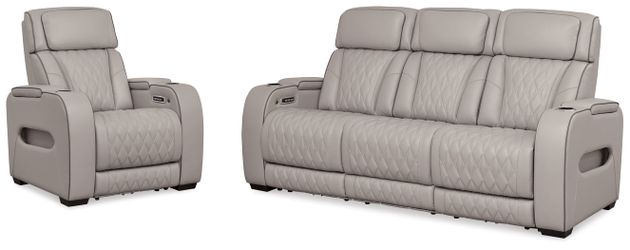 Boyington Gray Power Reclining Sofa and Recliner