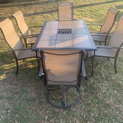 Tile top patio table 2024 with 6 chairs