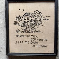 Antique 15”x13” Dolores Glovna abstract needlework weaving textile art