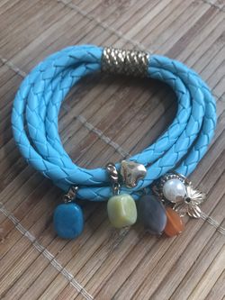Magnetic turquoise bracelet with multi stone beads