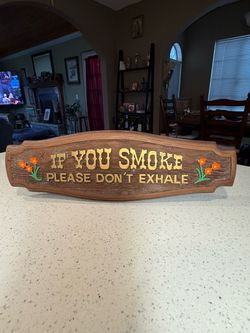Vintage “If You Smoke Please Don’t Exhale” Wall Sign Retro Bar Man Cave Kitsch