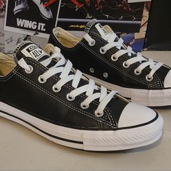  CONVERSE CHUCK TAYLOR 132174C CT OX BLACK LEATHER Men's Size 7