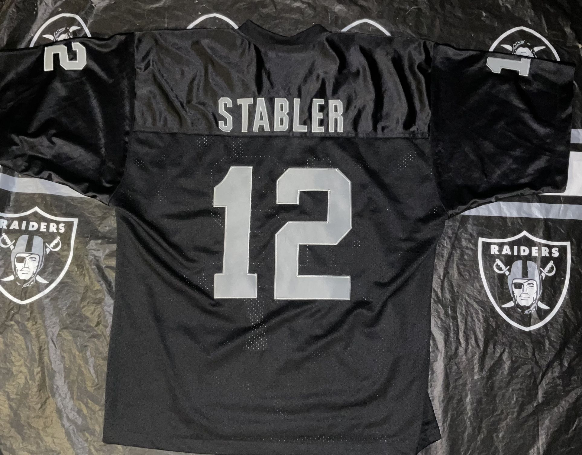 Oakland Raiders Ken Stabler #12 Black Football Jersey Stitched Adult Mens Size Large
