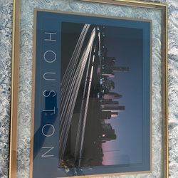 Frame Photo Of Downtown Houston From The 2000s At Night Time 