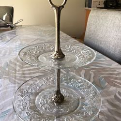 Vtg Princess House 2 Tier Serving Dish - 10” Tall