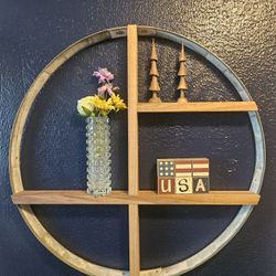 Hand Made Wine Barrel Ring Shelf