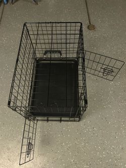 Foldable Metal Wire Dog Crate with Tray, Double Door, Divider, 24 x 18 x 20 in, Black