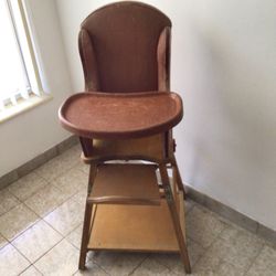 Vintage 1950’s  E L Thompson Wooden High Chair