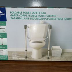 Foldable toilet safety rails — in box, height-adjustable (Medline)