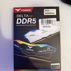 T-Force Delta RGB DDR5 64GB 2 X 32GB 6400MHz CL30-39-39-76 New Sealed 